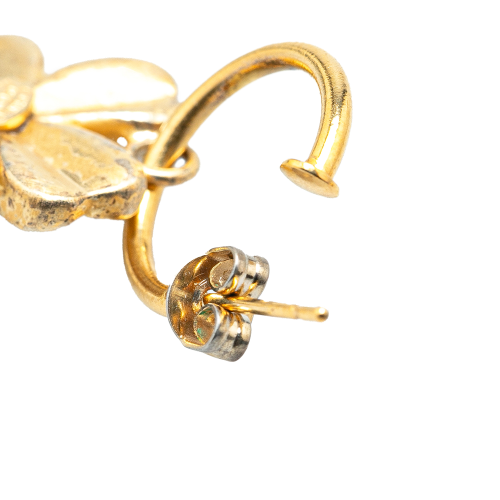 Pre-Loved Chanel Gold Plated Clover Hoop Push Back Earrings - Picture 5 of 6